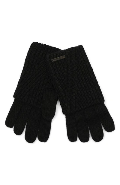 Shop Allsaints Traveling Foldable Cuff Knit Gloves In Black