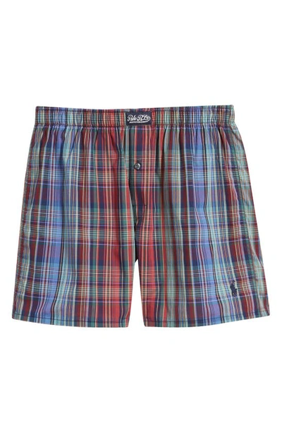 Shop Polo Ralph Lauren Canterbury Plaid Woven Cotton Boxers In Navy Assorted
