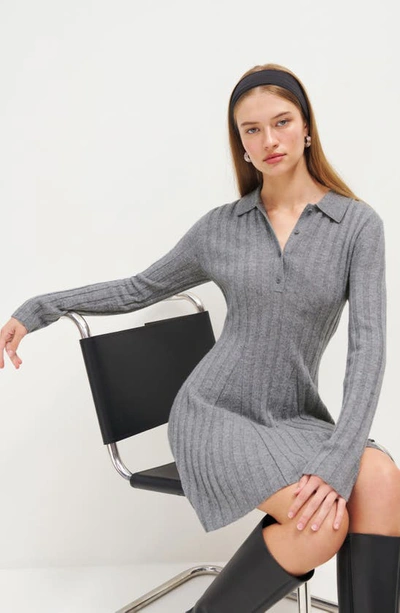Shop Reformation Walsh Rib Collar Long Sleeve Recycled Cashmere Blend Sweater Dress In Husky