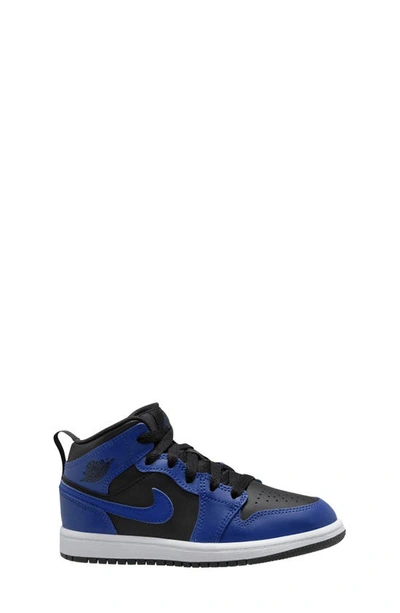 Shop Nike Kids' Air Jordan 1 Mid Sneaker In Black/ Blue/ Black/ White