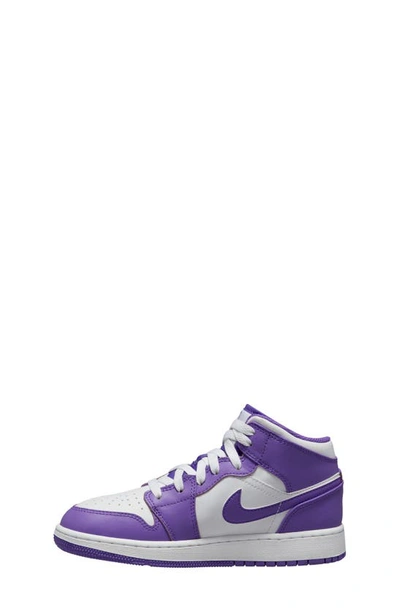 Shop Nike Kids' Air Jordan 1 Mid Sneaker In Purple Venom/ White