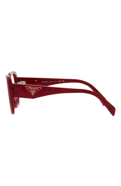 Prada 53mm Square Optical Glasses In Red/ Black Marble