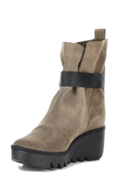 Shop Fly London Blit Platform Wedge Bootie In Taupe