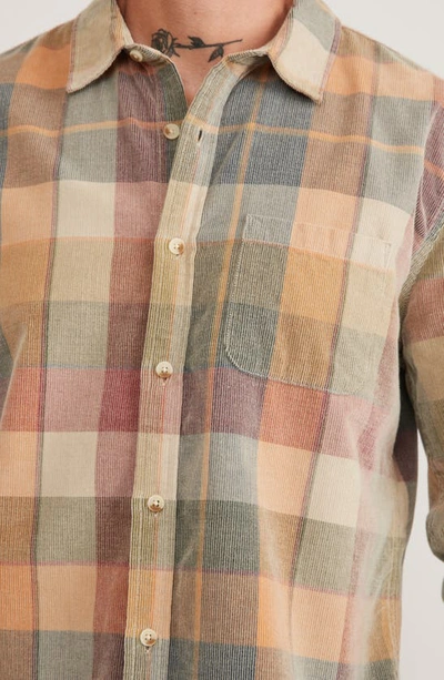 Shop Marine Layer Lightweight Plaid Corduroy Button-up Shirt In Brown Plaid