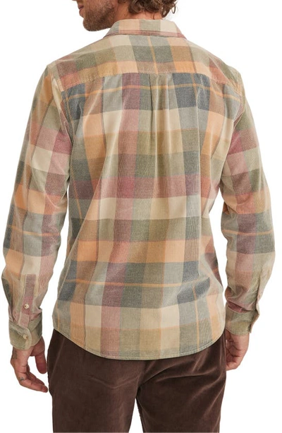 Shop Marine Layer Lightweight Plaid Corduroy Button-up Shirt In Brown Plaid