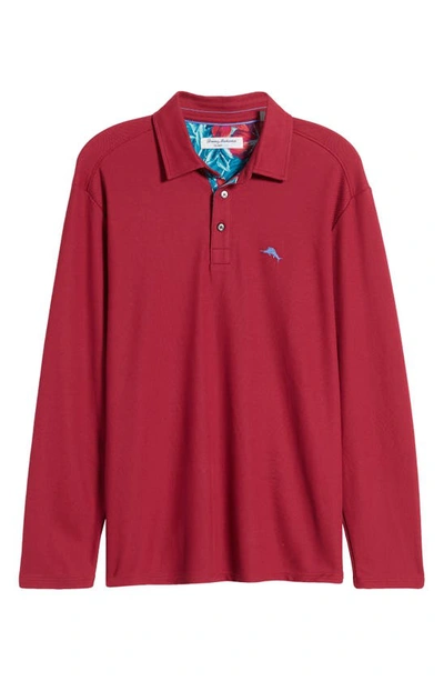 Shop Tommy Bahama Blooms Five O'clock Islandzone® Long Sleeve Performance Piqué Polo In Beet Red