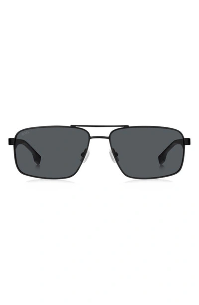 Shop Hugo Boss 59mm Aviator Sunglasses In Matte Black Grey/ Gray