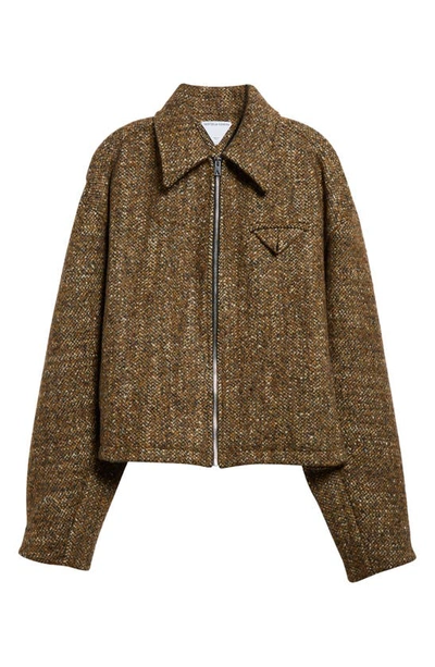 Shop Bottega Veneta Wool & Alpaca Blend Tweed Blouson Jacket In 2199 Ochar/ Grey