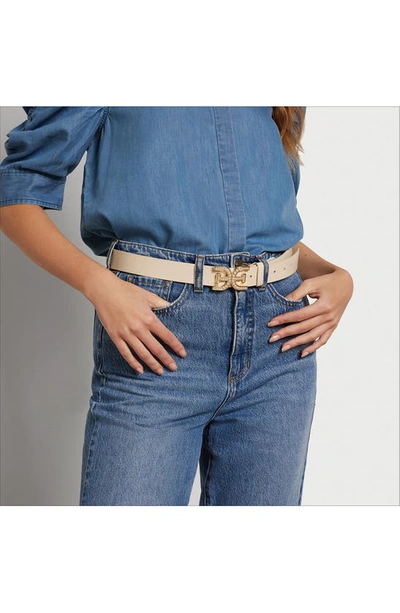Sam Edelman Imitation Pearl Logo Plague Belt In Ivory