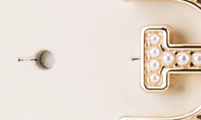 Sam Edelman Imitation Pearl Logo Plague Belt In Ivory