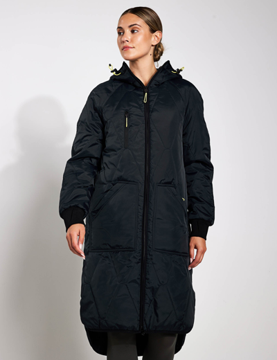Shop Goodmove Stormwear Fleece Lined Longline Parka In Black