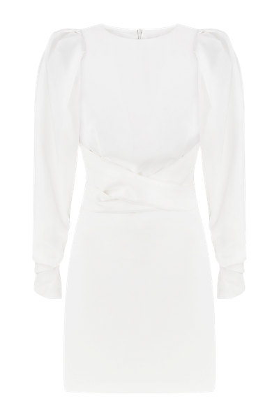 Shop Total White Mini Dress With Puffed Sleeves In White