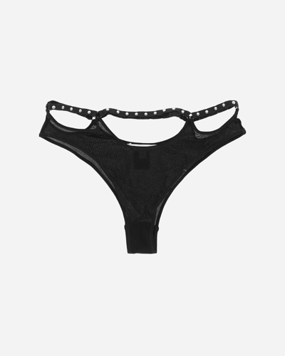 Shop Priscavera Studded Thong In Black