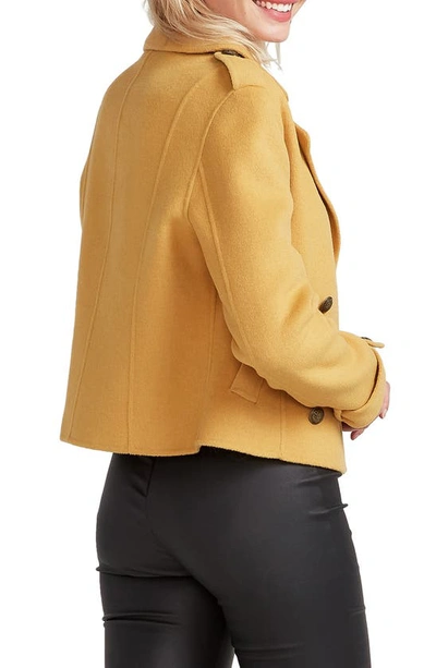 Shop Belle & Bloom Belle And Bloom Better Off Wool Blend Military Peacoat In Antique Gold