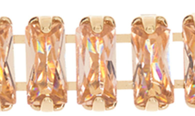Shop Cara Baguette Crystal Linear Drop Earrings In Champagne