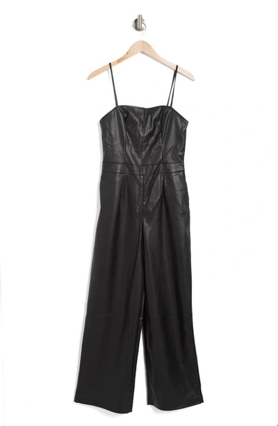 Shop Bcbg Faux Leather Jumpsuit In Black Onyx