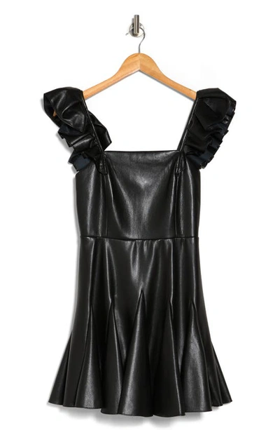 Shop Alice And Olivia Ginny Faux Leather Minidress In Black