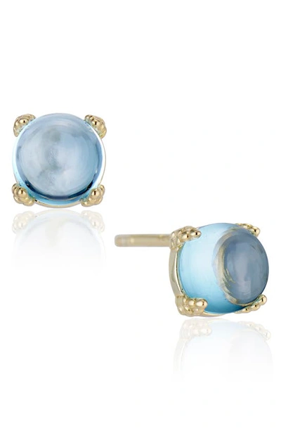 House Of Frosted Silver 0.50 Ct. Tw. Blue Topaz Hadley Earrings In Gold
