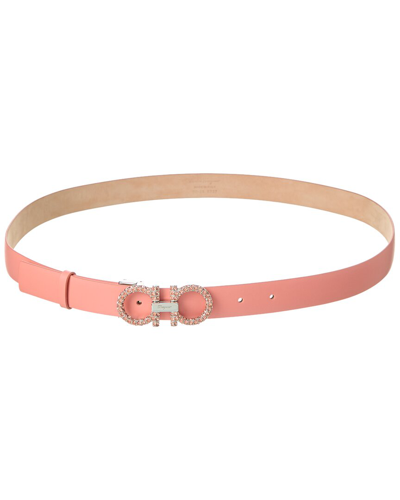 Shop Ferragamo Gancini Adjustable Leather Belt In Pink