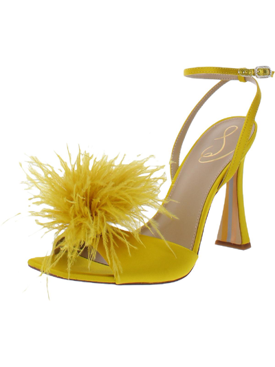 Shop Sam Edelman Leon Womens Embellished Feathers Heels In Yellow
