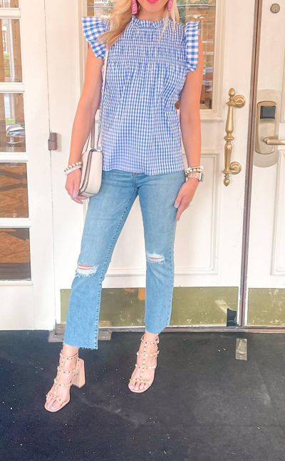 Hidden Happi High Rise Cropped Flare Jean In Medium Wash In Multi