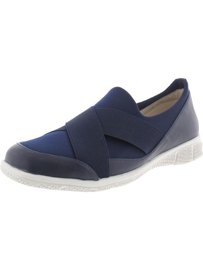 Shop Trotters Urbana Womens Patent Leather Comfort Slip-on Sneakers In Blue