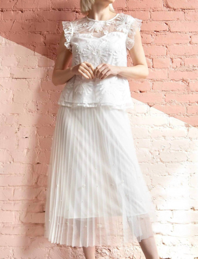 Shop Eva Franco Lila Pearl Tulle Skirt In Ivory In White