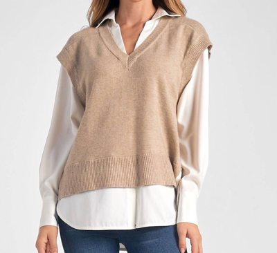 Shop Elan Sweater Vest In Taupe In Brown