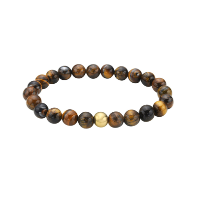 Shop Adornia Men's Water Resistant Tiger's Eye Bead Stretch Bracelet In Yellow