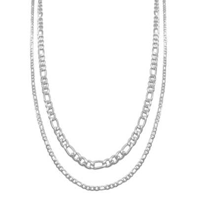 Shop Adornia Men's Water Resistant Figaro Chain Set Silver