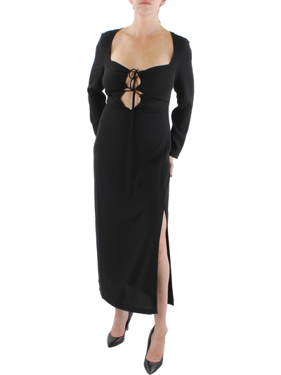Shop Mng Womens Cut Out Long Sleeve Midi Dress In Black