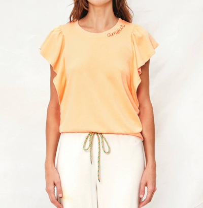 Shop Sundry Amour Flounce Shirt In Pigment Melon In Yellow