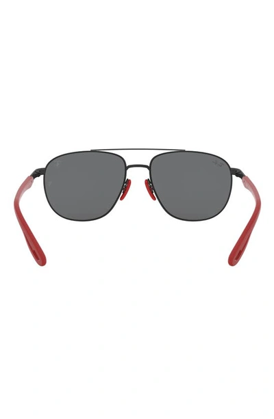 Ray Ban X Ferrari Scuderia 57mm Square Aviator Sunglasses In Matte Black