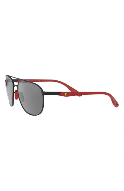 Ray Ban X Ferrari Scuderia 57mm Square Aviator Sunglasses In Matte Black
