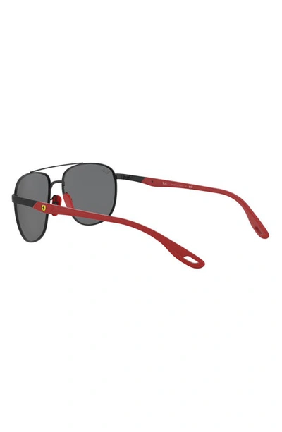 Ray Ban X Ferrari Scuderia 57mm Square Aviator Sunglasses In Matte Black