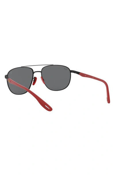 Ray Ban X Ferrari Scuderia 57mm Square Aviator Sunglasses In Matte Black