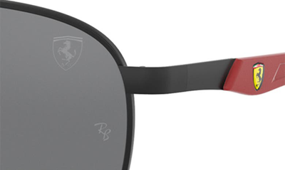 Ray Ban X Ferrari Scuderia 57mm Square Aviator Sunglasses In Matte Black