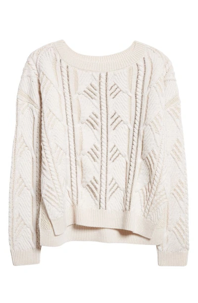 Shop Ramy Brook Lucille Rhinestone Sweater In Ivory Combo Bedazzled