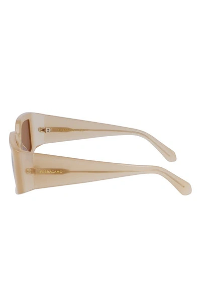 Shop Ferragamo Classic Logo 54mm Modified Rectangular Sunglasses In Opaline Honey