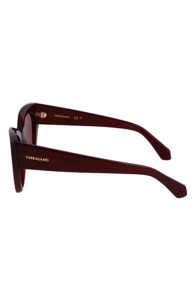 Ferragamo Classic Logo Tea Cup 55mm Cat Eye Sunglasses In Opaline Wine