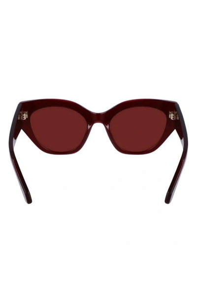 Shop Ferragamo Classic Logo Tea Cup 55mm Cat Eye Sunglasses In Opaline Wine