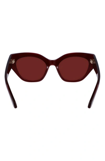 Ferragamo Classic Logo Tea Cup 55mm Cat Eye Sunglasses In Opaline Wine