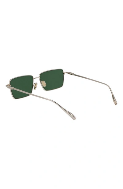 Shop Ferragamo Gancini Evolution 57mm Rectangular Sunglasses In Light Gold/ Green