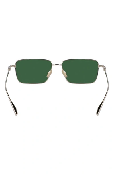 Ferragamo Gancini Evolution 57mm Rectangular Sunglasses In Light Gold/ Green