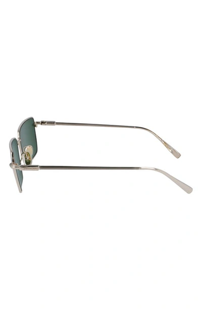 Ferragamo Gancini Evolution 57mm Rectangular Sunglasses In Light Gold/ Green