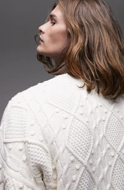 Shop Topman Multi Stitch Cable Sweater In White