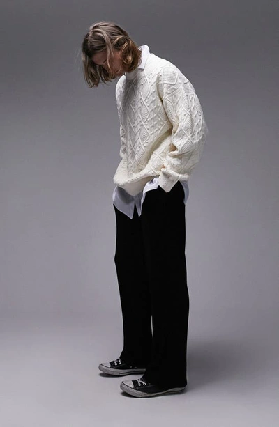 Shop Topman Multi Stitch Cable Sweater In White