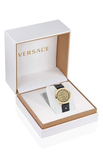 Shop Versace New Generation Leather Strap Watch, 36mm In Ip Yellow Gold