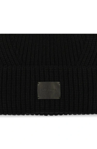 Shop Allsaints Travelling Rib Knit Wool Blend Beanie In Black