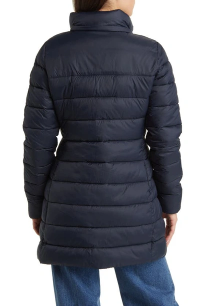 Shop Save The Duck Joanne Hooded Longline Puffer Jacket In Blue Black